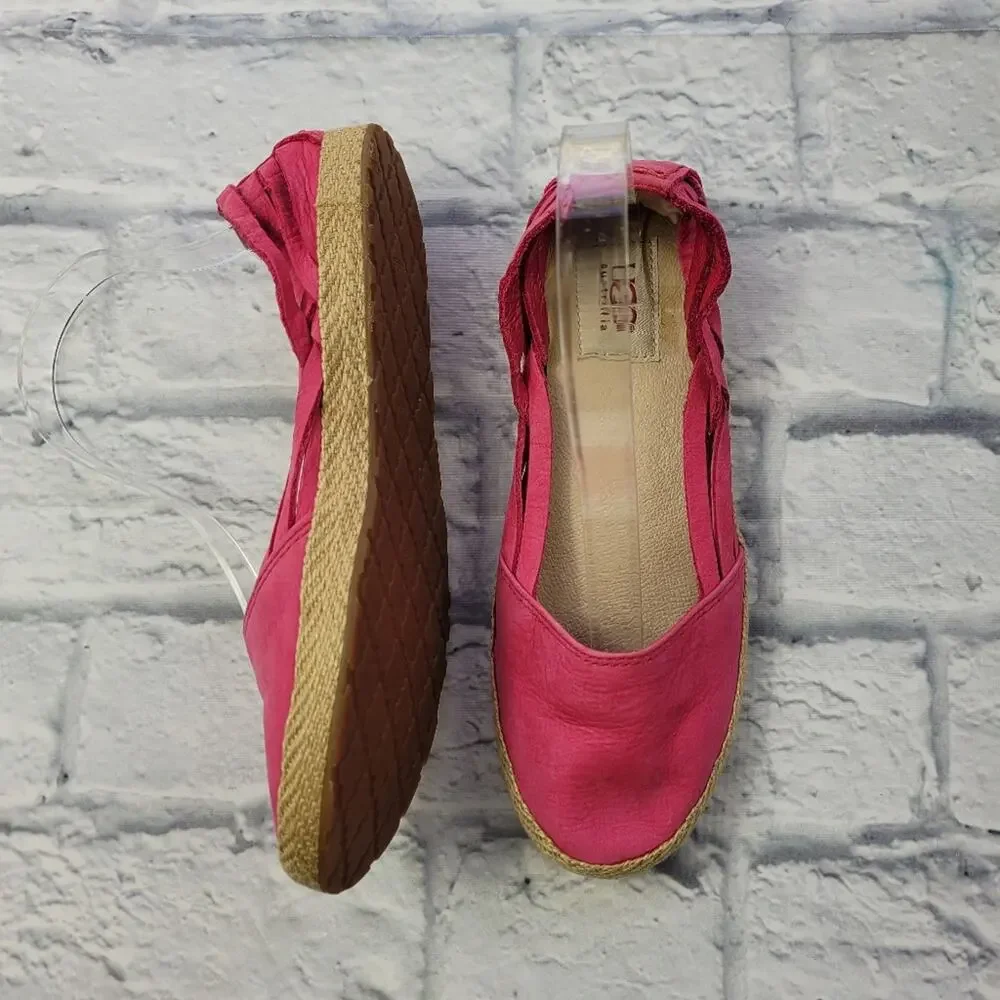 UGG Bright Barbiecore Pink Suede Tippie Espadrilles size 6